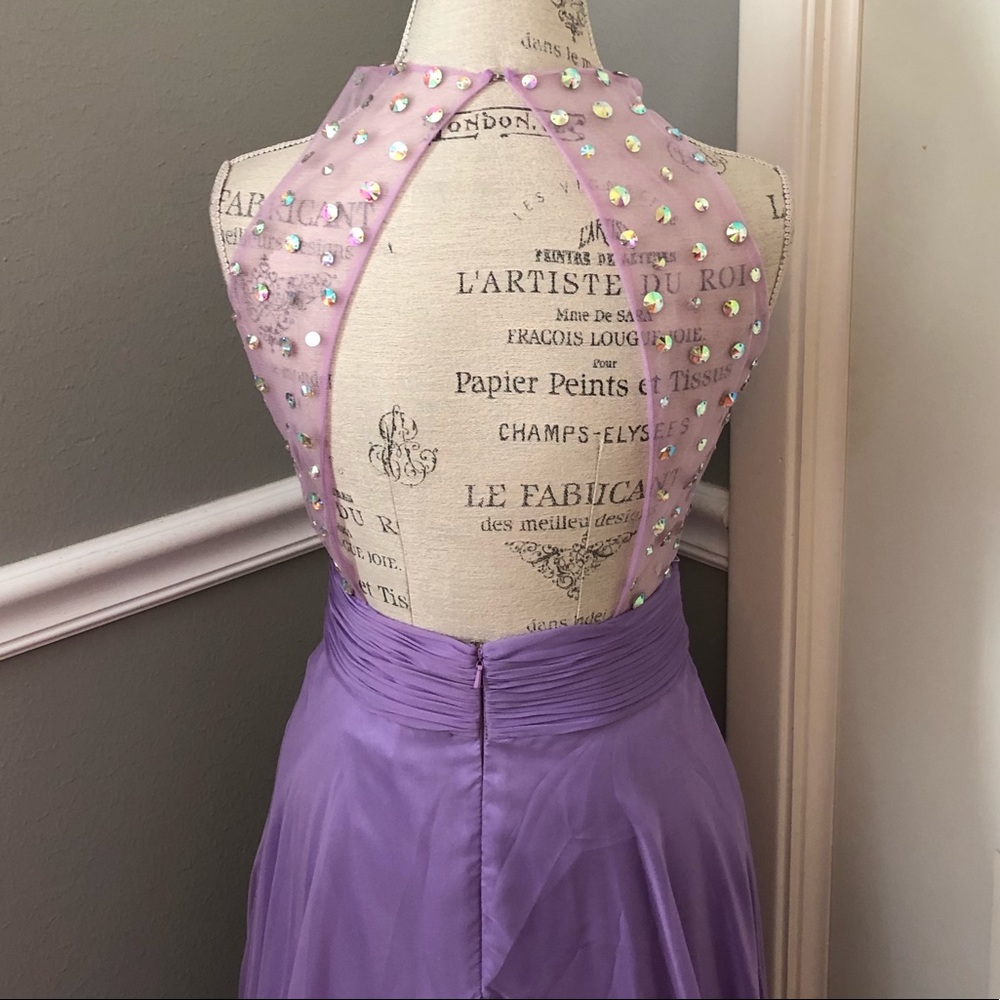 🔴CLEARANCE NEW STUDIO 17 SZ 8 LILAC BEADED ILLUSION CHIFFON FORMAL EVENING GOWN - Picture 8 of 15